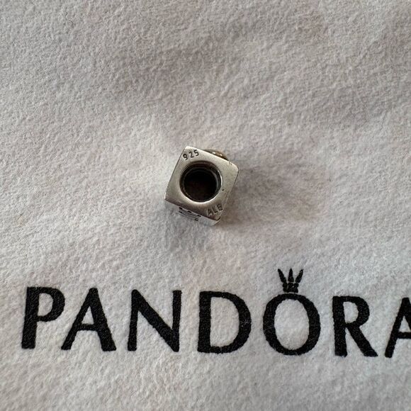 PANDORA Retired Heart “I Love You” Bead Silver and Gold Charm 790200 - Picture 5 of 5